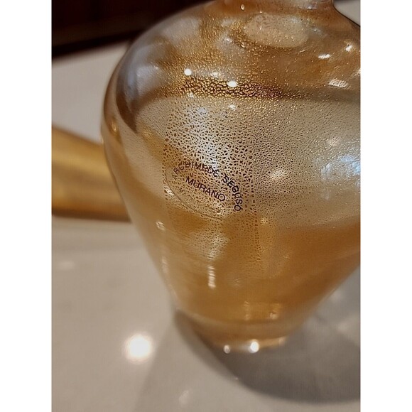 Vtg 1950 MURANO SEGUSO Perfume Bottle 24k Gold POLVERI Aventurine GLaSs 8" - Picture 6 of 10